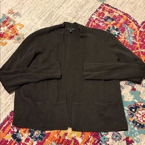 Eileen Fisher Dark Brown Open Front Cardigan Women’s Large Silk Cotton Blend